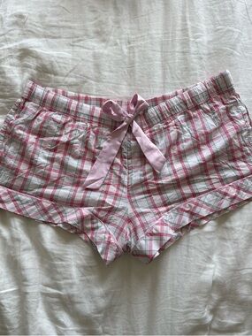 Victoria's Secret Pink and White Plaid Cotton Pajama Shorts